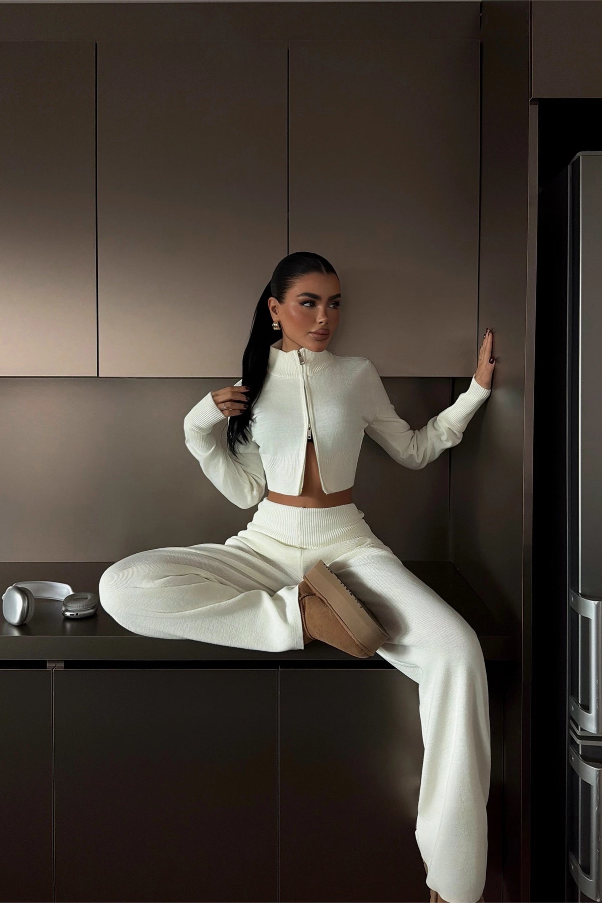 CALM - Elegantes Strick-Zweiteiler-Set in edlem Creme