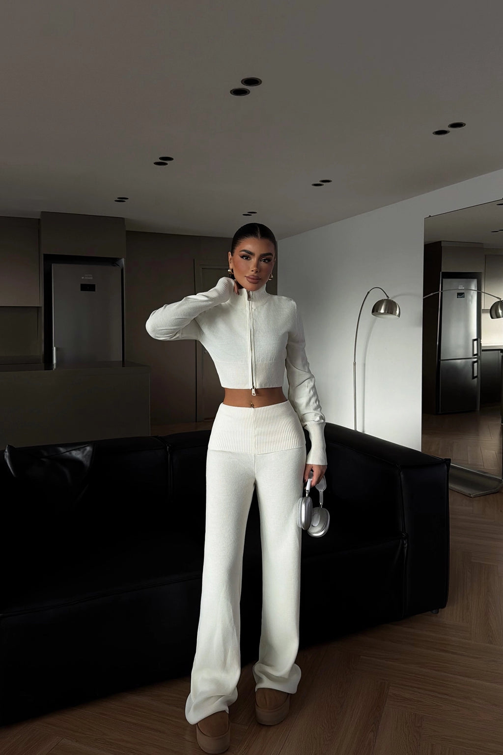 CALM - Elegantes Strick-Zweiteiler-Set in edlem Creme