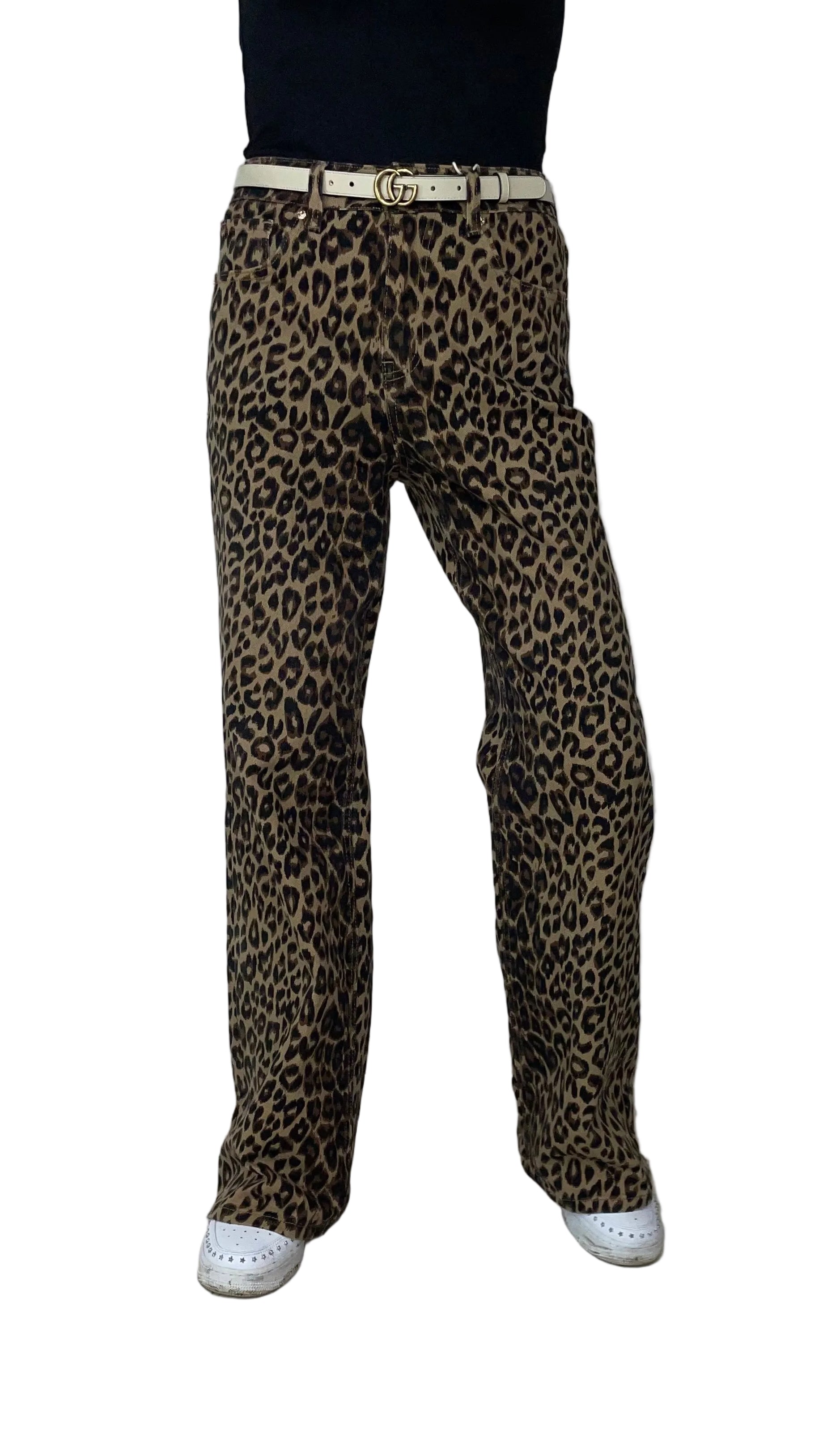 LAYLA - Jeanshose mit Leoparden Print ￼