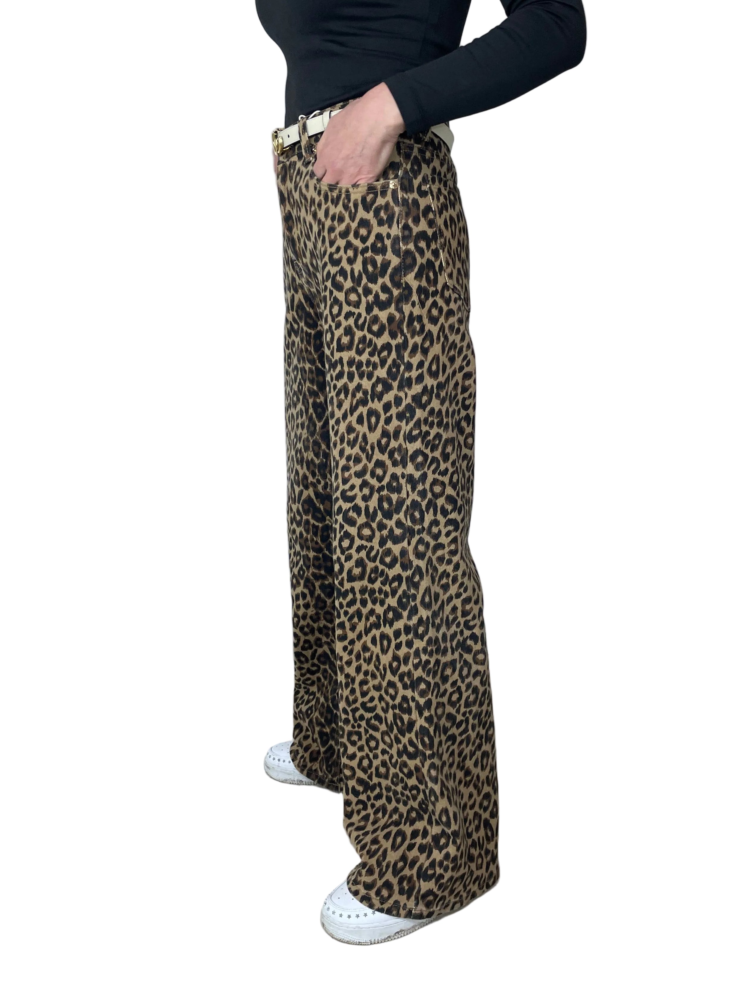 LAYLA - Jeanshose mit Leoparden Print ￼