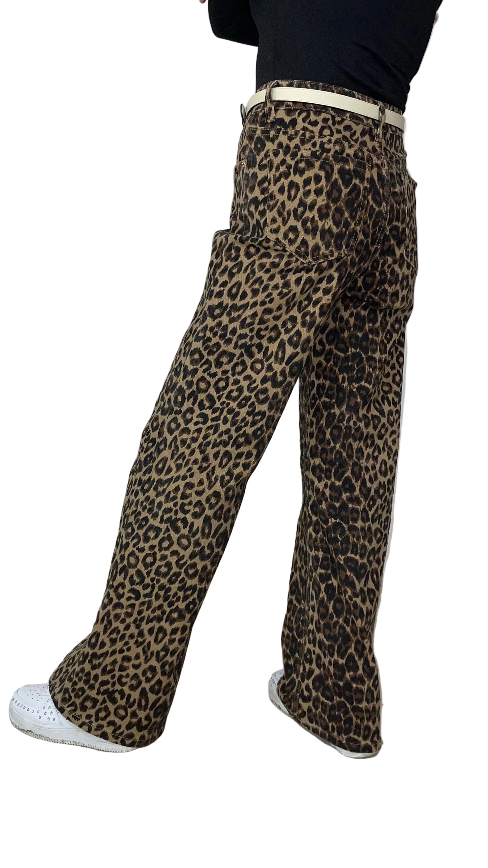 LAYLA - Jeanshose mit Leoparden Print ￼