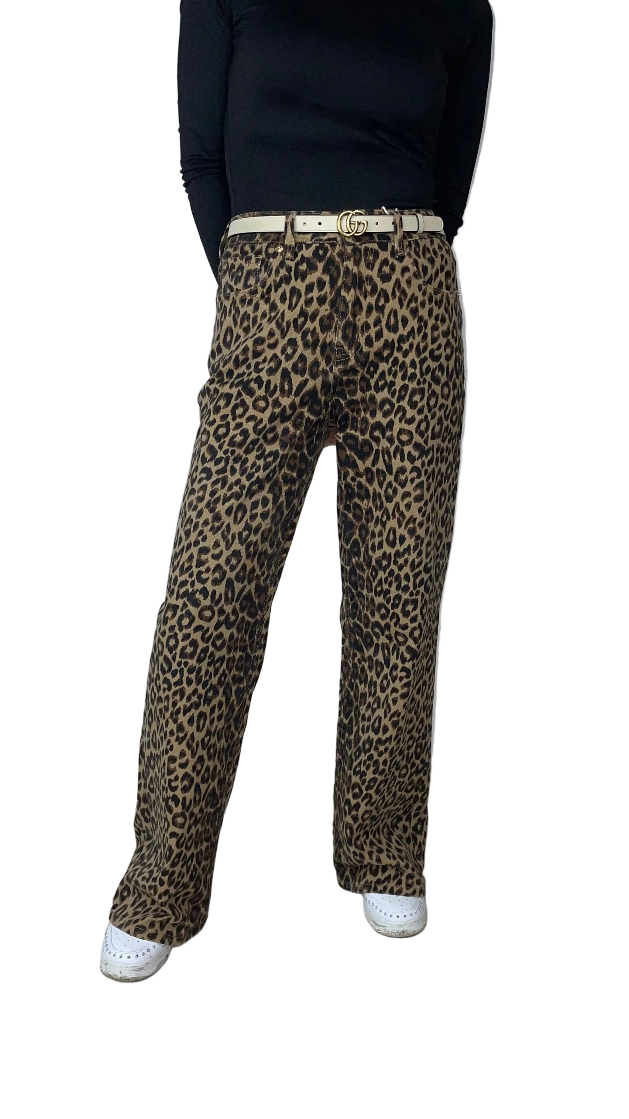 LAYLA - Jeanshose mit Leoparden Print ￼